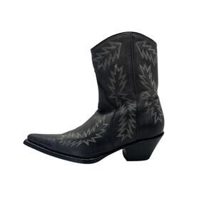 Rancho Gray Leather Western Cowboy Block Heel Square Toe Boots Women's 6 (23 EE)